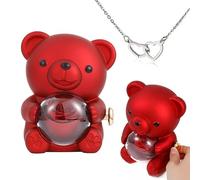 pinkpinkluo Boîte cadeau, boîte à bijoux Flip Bear, pétales de rose éternels, cadeau d'ours de rose préservé, L, Bronze, Zircone cubique