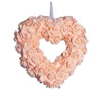 Pinkrose Couronne en forme de cœur 35 x 30 cm - Couronne de Saint-Valentin - Chapelet artificiel en forme de cœur - Guirlande en forme de cœur - Guirlande en forme de cœur - Pour la maison, le
