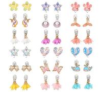 PinkSheep 18 Paires de Boucles d'oreilles à Clip pour Petites Filles, Boucles d'oreilles pour Enfants, Boucles d'oreilles Licorne, Boucles d'oreilles Fleur, Boucles d'oreilles sirène