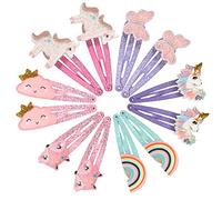 PinkSheep Barrettes à cheveux licorne, 6 paires/12 packs d'épingles à cheveux arc-en-ciel en forme de nuage, pinces à cheveux mignonnes pour bébés, filles, ados et enfants