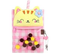 PinkSheep Journal intime avec serrure et clés, carnet de notes en peluche pour enfants, 160 pages avec serrure secrète pour écrire et dessiner, cadeaux pour filles (chat)