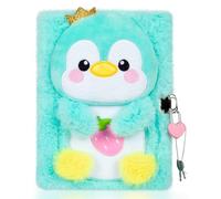 PinkSheep Journal intime avec serrure et clés, carnet de notes en peluche pour enfants, 160 pages avec serrure secrète pour écrire et dessiner, cadeaux pour filles (pingouin)