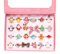 PinkSheep Lot de 24 bagues réglables en silicone pour filles, Adjustable, Silicone, résine.