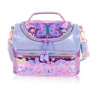PinkSheep Sac Isotherme Repas Enfant Double Étage, Sac à Goûter avec Sangle Réglable, Grand Format pour Garçons et Filles (Papillon)