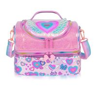 PinkSheep Sac Isotherme Repas Enfant Double Étage, Sac à Goûter avec Sangle Réglable, Grand Format pour Garçons et Filles (Coeur)