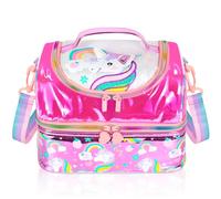 PinkSheep Sac Isotherme Repas Enfant Double Étage, Sac à Goûter avec Sangle Réglable, Grand Format pour Garçons et Filles (Nouvelle Licorne)