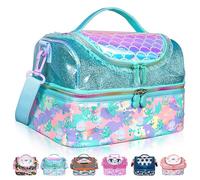 PinkSheep Sac Isotherme Repas Enfant Double Étage, Sac à Goûter avec Sangle Réglable, Grand Format pour Garçons et Filles (Sirène)