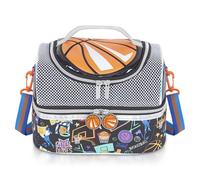 PinkSheep Sac Isotherme Repas Enfant Double Étage, Sac à Goûter avec Sangle Réglable, Grand Format pour Garçons et Filles (Basketball)