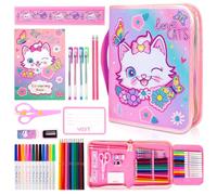 PinkSheep Set de marqueurs avec trousse à crayons licorne pailletée et papeterie, fournitures artistiques kits de coloriage pour les enfants, cadeaux d'anniversaire pour les filles âgées de 4 à 12 ans