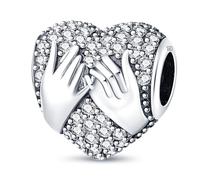 Pinky Promise Swear I Love You Cœur tenant la main en argent sterling 925 avec pendentif en forme de cœur Compatible avec les bracelets à breloques Pandora