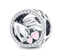 Pinky Promise Swear I Love You Pendentif en forme de cœur tenant des mains en argent sterling 925 compatible avec les bracelets à breloques Pandora