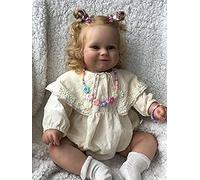 Pinky Reborn Poupée Bébé Silicone Souple Vinyle 24 Pouces 60CM Vrai Vie Réaliste Fait Main Fille Jouets Cadeaux d'anniversaire (Jaune)