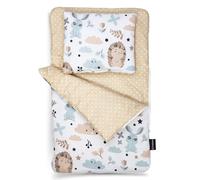 PinkZebra Gigoteuse double face 2 pièces pour petit lit de poupée en coton pour poupées avec coussin pour lit de poupée hérisson