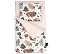 PinkZebra Gigoteuse double face 2 pièces pour petit lit de poupée - Literie en coton pour poupées avec coussin pour lit de poupée - Expérience forestière