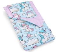 PinkZebra Gigoteuse pour poupée, literie de poupée, Sac de Couchage pour poupée avec Oreiller pour lit de poupée en Coton, Licorne