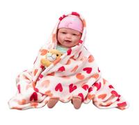 PinkZebra Mini couverture douillette, 50 x 70 cm, en peluche, double face, moelleuse, en polaire, douce et douillette, mini couverture polaire, motif cœurs 1