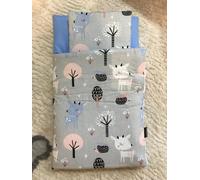 PinkZebra Sac de couchage double face 2 pièces pour petit lit de poupée, linge de poupée en coton pour poupées avec oreiller pour lit de poupée Bambi