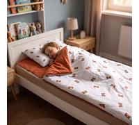 PinkZebra Sac de Couchage pour Enfants 140 x 75 cm + taie d'oreiller 60 x 40 cm pour Filles et garçons, Oeko-Tex, en Coton avec Double Fermeture à glissière, Fermeture à glissière de Garage et Sac