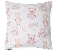 PinkZebra Taie d'oreiller pour Enfant - 40 x 40 cm - 100% Coton - Housse de Coussin garçon - Certifié Öko-Tex Standard 100 - Housses pour Enfants avec Fermeture éclair - Animaux en Peluche