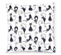 PinkZebra Taie d'oreiller pour Enfant - 50 x 50 cm - 100% Coton - Housse de Coussin garçon - Certifié Öko-Tex Standard 100 - Housse pour Enfant avec Fermeture éclair - Chats Noirs