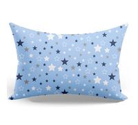 PinkZebra Taies d'oreiller 40 x 60 cm - Housse de coussin 100 % coton - Certifié Oeko-Tex Standard 100 - Housse pour coussin avec fermeture éclair - Étoiles bleues