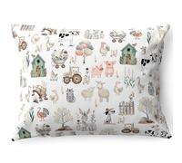 PinkZebra Taies d'oreiller pour enfants 30 x 60 cm - Housse de coussin en 100% coton, taie d'oreiller pour garçon et fille, certifiée Oeko-TEX Standard 100, ferme de ferme avec fermeture éclair