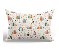 PinkZebra Taies d'oreiller pour enfants 50 x 70 cm, Housse de coussin en 100% coton, Taie d'oreiller pour garçons et filles, Oeko-tex, Housse pour oreiller avec fermeture éclair, Chats multicolores