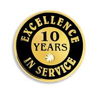 PinMart Pin's plaqué or « Excellence in Service Year » - En métal émaillé avec strass - 1 à 60 ans - Pour les employés de longue durée, 25 Pack, Métal, Sans pierre précieuse