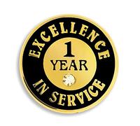 PinMart Pin's plaqué or « Excellence in Service Year » - En métal émaillé avec strass - 1 à 60 ans - Pour les employés de longue durée, 100 Pack, Métal, Sans pierre précieuse