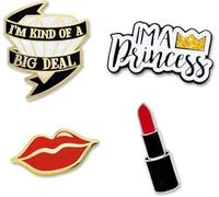 PinMart 's Glam Lipstick Princess Big Deal Lips Ensemble d'épinglettes en émail