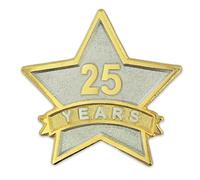 PinMart Year Service Award Star Épinglette de récompense en métal plaqué or et argenté - 1 à 30 ans de service pour employés ou bénévoles de longue date, 1 Piece, Métal, Pas de pierre précieuse