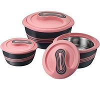 Pinnacle 3 Boites Isothermes Repas Chauds - Set de 2,4/1,4/0,9 L - Boite Alimentaire Isotherme - Saladier avec Couvercle pour Soupes/Salades - Récipient Thermique en Acier Inoxydable