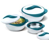 Pinnacle-Cocotte isolée avec couvercle 3 pièces Set 2,6/1,5/1 litre Hot Pot Réchaud Alimentation/Refroidisseur - Bol de service thermique Soupe/Salade - Conteneur de nourriture chaude en acier inoxydable - Meilleur cadeau pour les mamans - Vacances