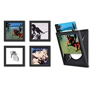 Pinnacle Frames and Accents Show & Listen Lot de 4 cadres de présentation pour disques vinyles Noir 31,8 x 31,8 cm