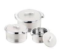 Pinnacle Lot de 3 cocottes isothermes avec couvercle 3,7/2,6/1,5 l - Réchauffeur/refroidisseur de nourriture - Bol de service thermique pour soupe/salade - Récipient à aliments chauds en acier