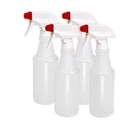 Pinnacle Mercantile Plastic Spray Bottles USA Made 4 Pack 16 Oz Heavy Duty No Leak Empty Refillable Spray Bottle Mist Stream for Cleaning Solutions, Plant, Hair, Bleach, Vinegar, Alcohol Safe