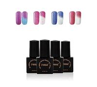 PINNI Température Changement de Couleur Gel Vernis à Ongles Thermique Caméléon UV LED Vernis à Ongles pour Manucure Nail Art Salon, 4 Couleurs Paillettes, Rêveuse Violet Bleu Rose Blanc Rouge, 5ML/PC