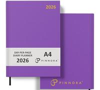 Pinnora Agenda 2026 A4 un jour par page, agenda 2026 jour par page, agenda 2026 pour la maison, l'école et le bureau, couverture rigide, agenda 2026 au format A5 et A4, 1 jour par page et une semaine