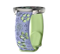 PinnWaa 20mm Bracelet Silicone Compatible avec Amazfit T-Rex 3 Pro 44mm/Active 2 Square/Active 2, Bicolore Floraux Gravés, Sport Silicone Souple Hommes Femmes pour Amazfit Active - Violet/Vert