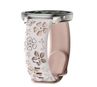 PinnWaa 20mm Bracelet Silicone Compatible avec Amazfit T-Rex 3 Pro 44mm/Active 2 Square/Active 2, Bicolore Floraux Gravés, Sport Silicone Souple Hommes Femmes pour Amazfit Active - Stellar Light/Rose