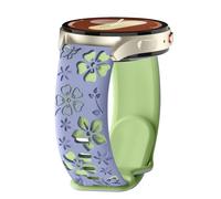 PinnWaa 20mm Bracelet Silicone Compatible avec Galaxy Watch FE/7 6 5 4(40mm 44mm)/6 Classic (47mm 43mm), Bicolore Floraux Gravés, Sport Silicone avec Watch 4 Classic 42mm/46mm - Violet/Vert