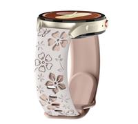 PinnWaa 20mm Bracelet Silicone Compatible avec Galaxy Watch FE/7 6 5 4(40mm 44mm)/6 Classic (47mm 43mm), Bicolore Floraux Gravés, Sport Silicone avec Watch 4 Classic 42/46mm Stellar Light/Rose