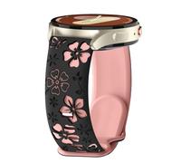 PinnWaa 20mm Bracelet Silicone Compatible avec Galaxy Watch FE/7 6 5 4(40mm 44mm)/6 Classic (47mm 43mm), Bicolore Floraux Gravés, Sport Silicone avec Watch 4 Classic 42mm/46mm - Noir/Rose