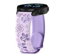 PinnWaa 20mm Bracelet Silicone Compatible avec Garmin Forerunner 570 42mm/Approach S50/S44, Bicolore Floraux Gravés, Sport Silicone Souple Hommes Femmes pour Forerunner 165/165 Music - Violet