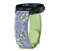 PinnWaa 20mm Bracelet Silicone Compatible avec Garmin Forerunner 570 42mm/Approach S50/S44, Bicolore Floraux Gravés, Sport Silicone Souple Hommes Femmes pour Forerunner 165/165 Music - Violet/Vert