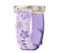 PinnWaa 22mm Bracelet Silicone Compatible avec Garmin Venu 4 45mm/3 45mm/2/Active/vivoactive 4, Bicolore Floraux Gravés, Sport Silicone Femmes avec Garmin Forerunner 265/255 /255 Music - Violet