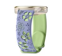 PinnWaa 22mm Bracelet Silicone Compatible avec Garmin Venu 4 45mm/3 45mm/2/Active/vivoactive 4, Bicolore Floraux Gravés, Sport Silicone Femmes avec Garmin Forerunner 265/255 /255 Music - Violet/Vert