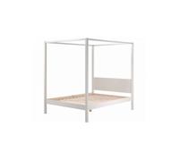 PINO Lit a baldaquin avec sommier a lattes 140x200 cm Blanc