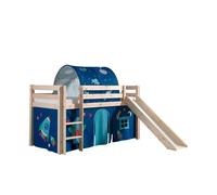 PINO Lit Compact avec Toboggan astro - VIPACK - Bleu - Pin massif Coton