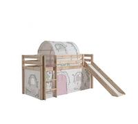 Vipack Pino Lit Compact Avec Toboggan + Rideau De Lit Birdy + Tunnel De Lit Birdy